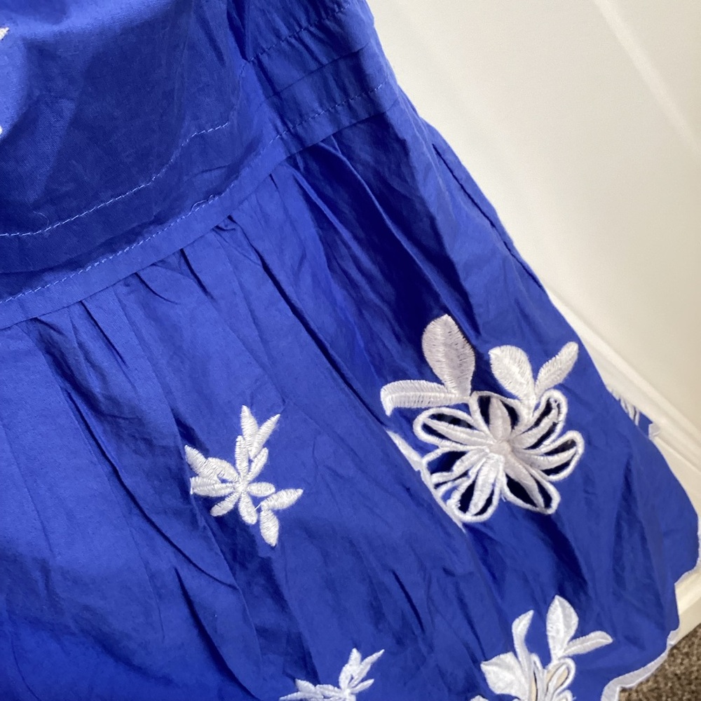 Anthropologie Somerset Embroidered Maxi Dress Short-Sleeve New XXS Blue White - Picture 13 of 16